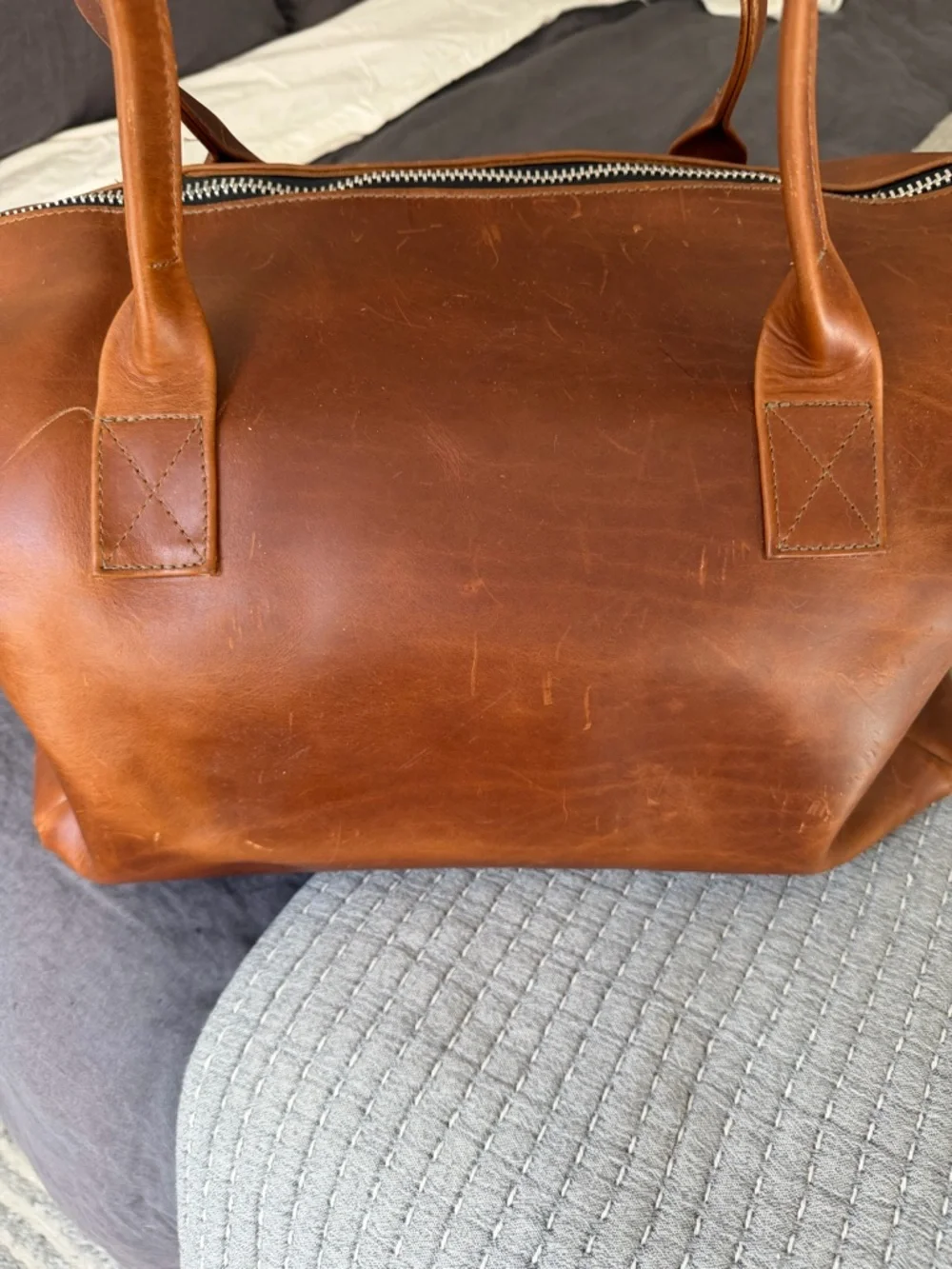 Classic Village Tannery Tan Leather Duffel Bag for Men